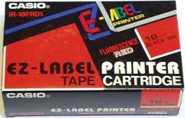 CASIO -IR-18FRD1 Schriftbandkassette Floureszenz schwarz auf rot