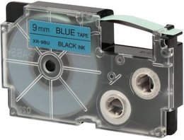 CASIO XR-9BU1, 9mm schwarz auf blau, 8 Meter