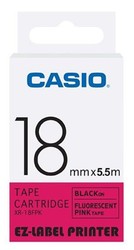 CASIO XR-18FPK1 Schriftbandkassette Floureszenz schwarz auf pink