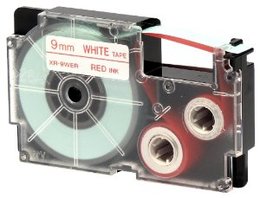 CASIO XR-9WER1, 9mm weiss auf rot, 8 Meter