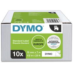 DYMO 10 x Dymo D1 Original Polyesterbänder 12mm x 7 m schwarz auf weiss 