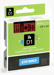 DYMO LabelManager Schriftband, D1, 9mm x 7m, schwarz auf rot
