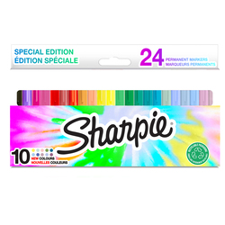 SHARPIE 2180834  Sharpie Fein Permanent Marker mit Rundspitze - 24er Blister mit 10 neuen Farben 