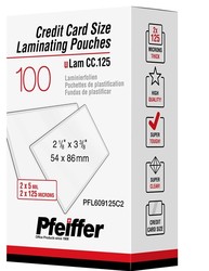 Pfeiffer Pochettes de plastification Format Carte de crédit  125 mic (5 mil), Lot de 100