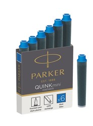PARKER 1950409 Tintenpatrone QUINK Mini Blau, auswaschbar und löschbar auf Papier (6 Stück)
