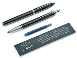 PARKER 2018896 coffret cadeau duo IM Premium Dark Espresso C.C. stylo-plume et stylo-bille (M, bleu)