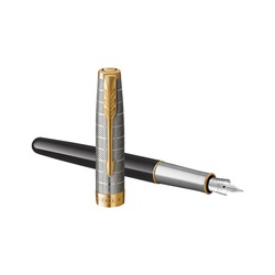 PARKER PK-2119785 stylo-plume Sonnet Premium Metal & Black G.C. (M, noir)