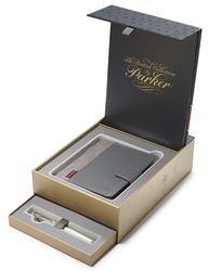 PARKER S1978401 coffret cadeau SONNET METAL AND PEARL C.C. stylo-plume (M) avec cahier premium