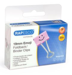 Rapesco 19mm Emoji Foldback Befestigungsclips (rosa) - 20 Klammern