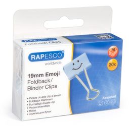 Rapesco 1350 19mm Emoji Foldback Befestigungsclips (hellblau) - 20 Klammern