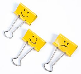 Rapesco 1354 Pinces à double Clip 32mm Emojis – 20x Bright Yellow