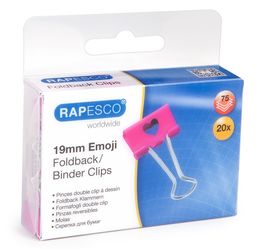 Rapesco 19mm Herzen Foldback Befestigungsclips (Hot Pink) - 20 Klammern