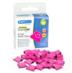 Rapesco 1369 Supaclip® 40 Clips de recharge Emojis - Hot Pink - Boite de 100