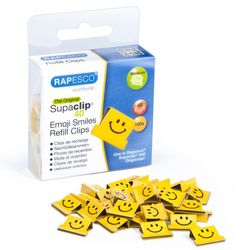 Rapesco 1380 Supaclip® 40 Nachfüllklammern mit Emojis (gelb) - 100 Stück