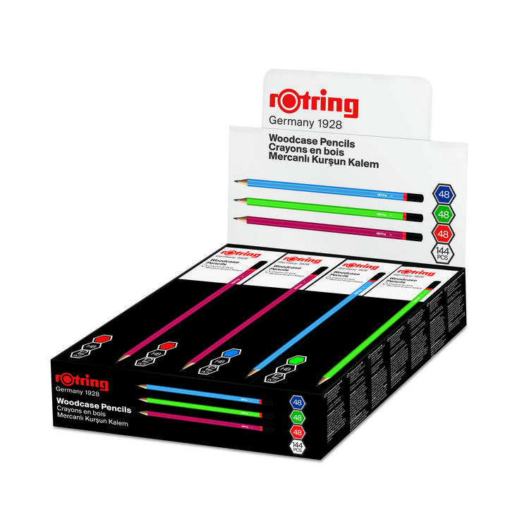 ROTRING crayon 2090065 HB - Boîte CORE avec 144 crayons (rouge, bleu, vert)
